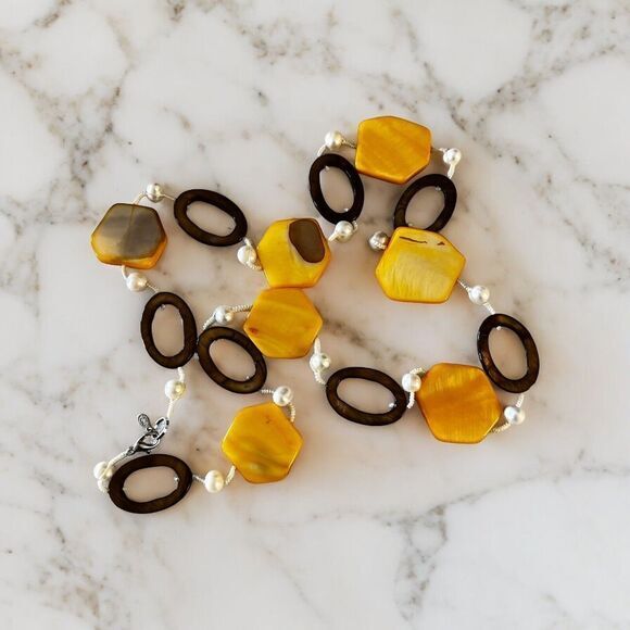 VINTAGE‎ PREMIER DESIGNS Women's Necklace 30" Genuine Freshwater Pearls & Shells - Picture 9 of 16